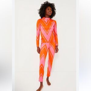 NEW Perfect Moment Thermal SET Azalea Pink and Orange Chevron Print Size Large